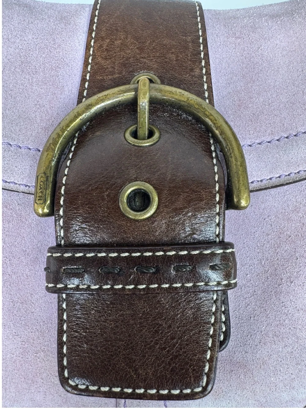 Coach Lavendar Suede Y2K Vintage SoHo Flap Buckle Bag